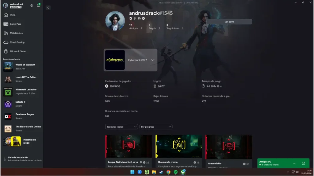 el sistema de logros de xbox en pc